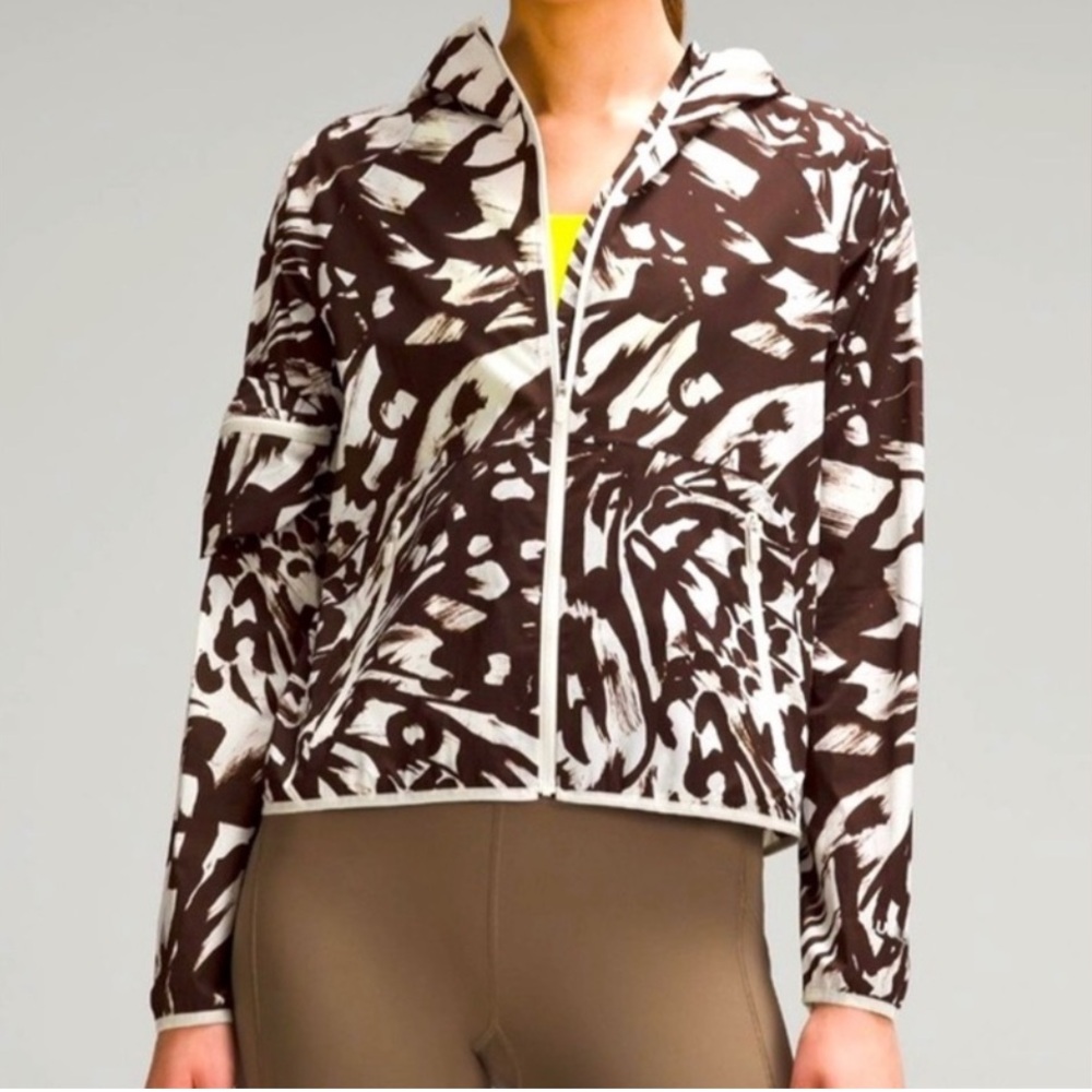 lululemon athletica Brown and White Printed Hooded Jacket